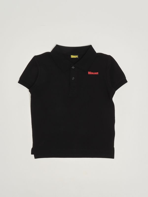 Kids' stretch cotton polo shirt Black Blauer