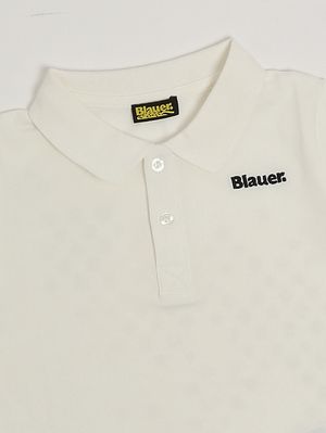 3. Polo para niño de algodón elástico Blanco