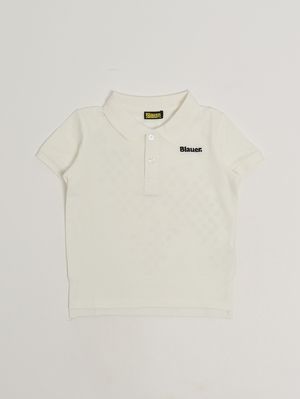 1. Polo para niño de algodón elástico Blanco