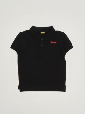 1. Polo para niño de algodón elástico Negro