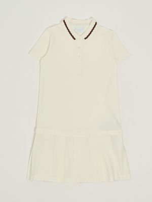 1. Vestido de niña de algodón elástico. Blanco