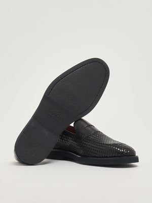 4. Mocassino uomo Penny Adler in pelle intrecciata Blu