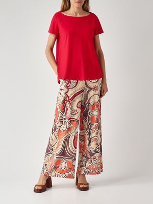 2. Pantalone donna in jersey stretch Bianco-Salmone
