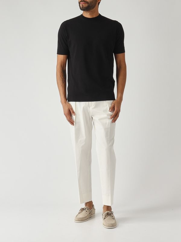 2. Men's crepe cotton sweater Black Filippo de Laurentiis ts0mccr14r