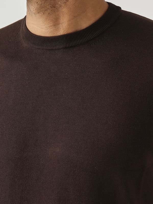 5. Men's crepe cotton sweater Dark Brown Filippo de Laurentiis ts0mccr14r