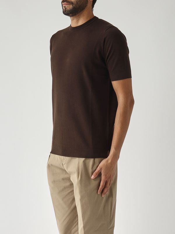 3. Men's crepe cotton sweater Dark Brown Filippo de Laurentiis ts0mccr14r