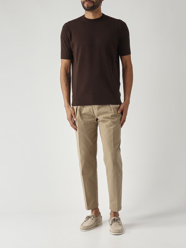 2. Men's crepe cotton sweater Dark Brown Filippo de Laurentiis ts0mccr14r