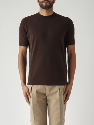 1. Men's crepe cotton sweater Dark Brown