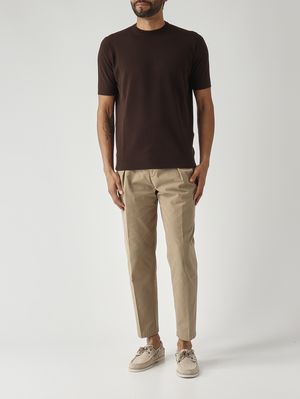2. Men's crepe cotton sweater Dark Brown