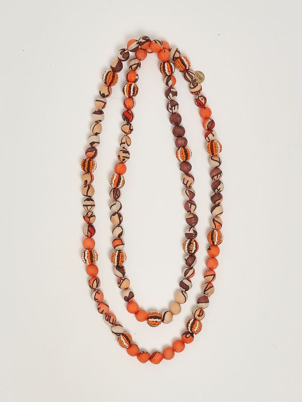 1. Women's Sunset fabric necklace Beige-White Maliparmi tc053292074