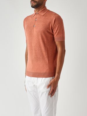3. Polo uomo in misto seta e lino Salmone