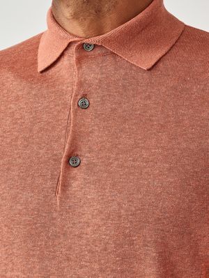 5. Polo uomo in misto seta e lino Salmone