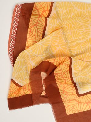 2. Pañuelo de algodón para mujer Beis-Naranja