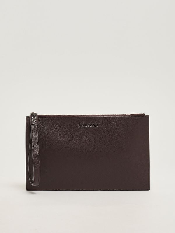 Pochette homme Micron en cuir Ébène Orciani