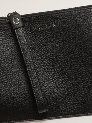 4. Herren-Pochette Micron aus Leder Schwarz