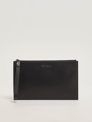 1. Herren-Pochette Micron aus Leder Schwarz