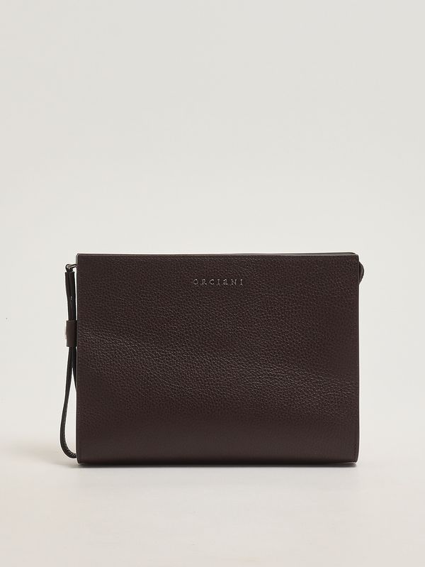 Pochette homme Micron en cuir Ébène Orciani