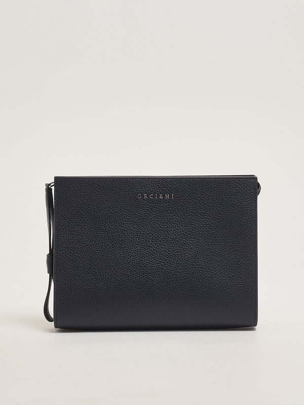 1. Cartera de mano Micron para hombre en piel Azul marino Orciani su0127mic