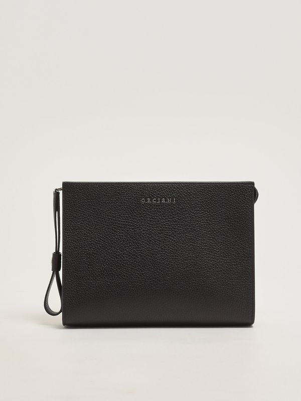 1. Men's Micron leather clutch Black Orciani su0127mic