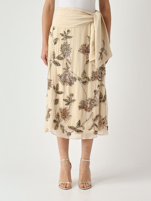 Women's viscose skirt Beige-Green-Pink Maliparmi