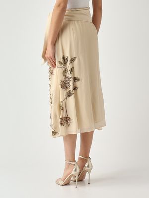 4. Jupe femme en viscose Beige-Vert-Rose