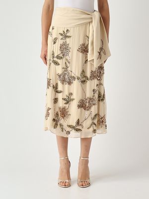 1. Jupe femme en viscose Beige-Vert-Rose