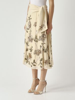 3. Jupe femme en viscose Beige-Vert-Rose