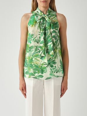 1. Blusa donna in viscosa Verde-Crema