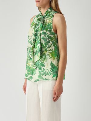 2. Blusa donna in viscosa Verde-Crema