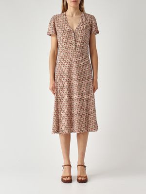 1. Damenkleid aus Stretch-Viskose Braun