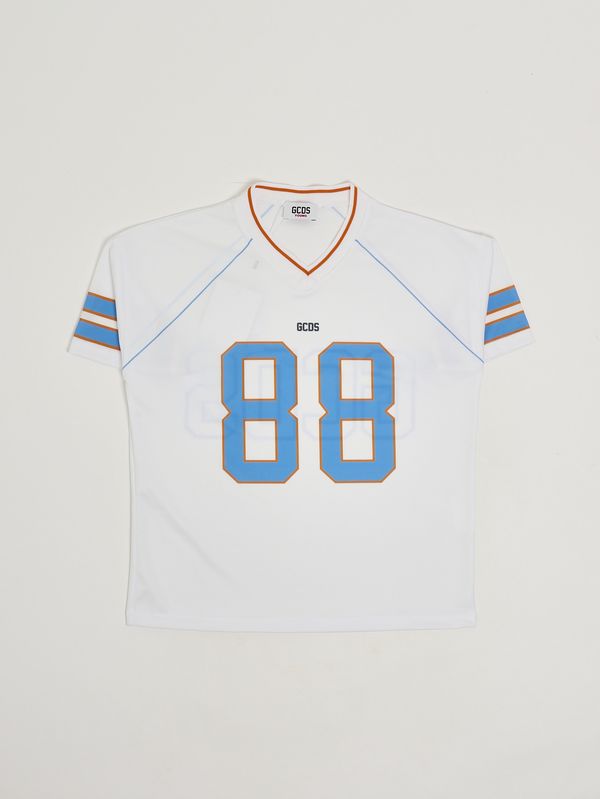 1. T-shirt bambino in tessuto tecnico Bianco-Azzurro GCDS c1bjqc709j338