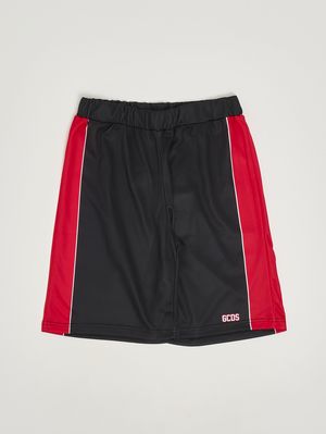 1. Pantaloncino bambino in tessuto tecnico Nero-Rosso