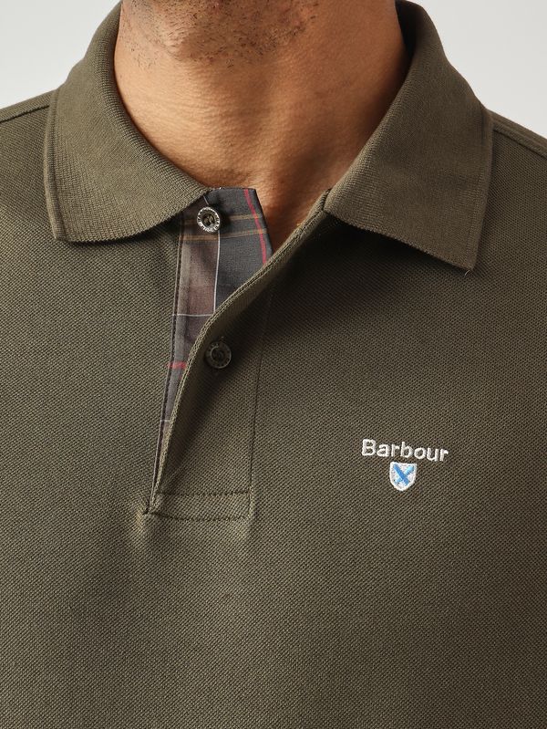 5. Herren-Polohemd aus Piqué-Baumwolle Dunkle Olive Barbour mml0012
