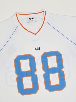 3. Mädchenkleid aus Funktionsjersey Weiß-Blau