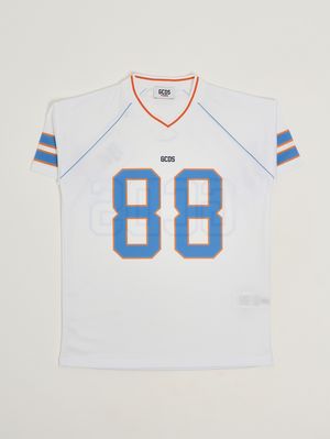 1. Mädchenkleid aus Funktionsjersey Weiß-Blau