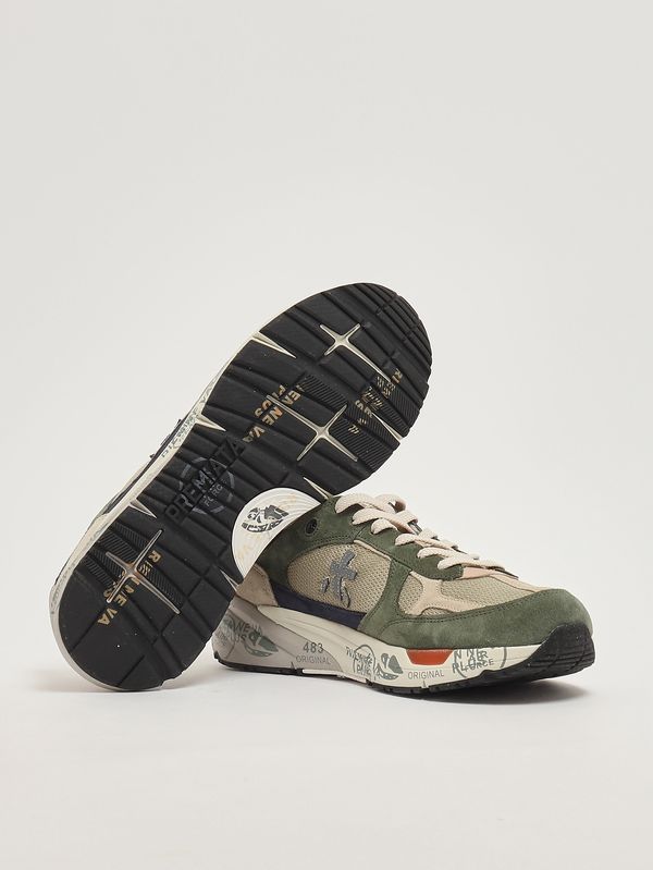 4. Mase 25 8015 men's leather and mesh sneakers White-Military Premiata mae08015