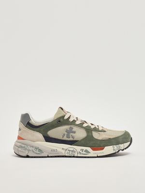 1. Mase 25 8015 men's leather and mesh sneakers White-Military