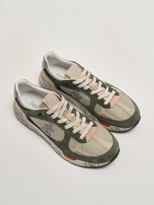 2. Mase 25 8015 men's leather and mesh sneakers White-Military