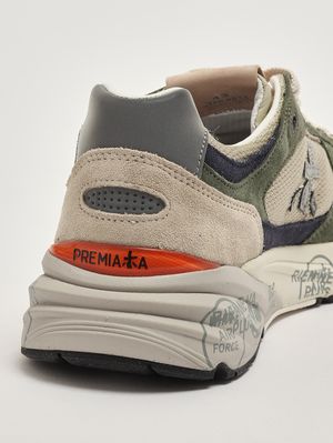 5. Mase 25 8015 men's leather and mesh sneakers White-Military