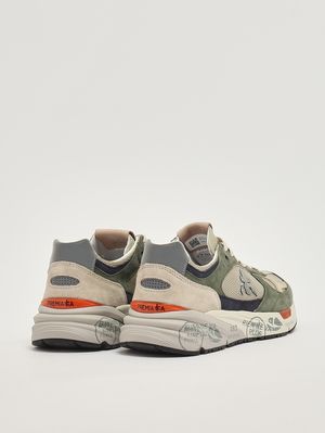3. Mase 25 8015 men's leather and mesh sneakers White-Military