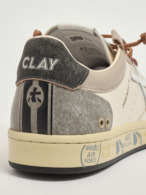 5. BSKT Clay 8163 Herren-Sneaker aus Leder Elfenbein-Anthrazit Premiata bsk08163