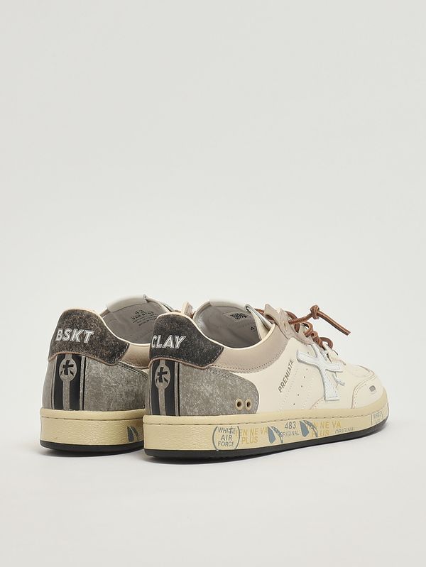 3. BSKT Clay 8163 Herren-Sneaker aus Leder Elfenbein-Anthrazit Premiata bsk08163