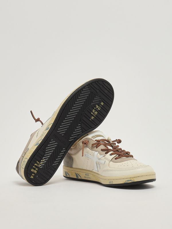 4. BSKT Clay 8163 Herren-Sneaker aus Leder Elfenbein-Anthrazit Premiata bsk08163