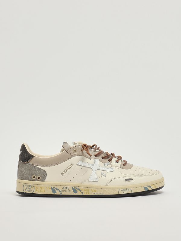 BSKT Clay 8163 Herren-Sneaker aus Leder Elfenbein-Anthrazit Premiata