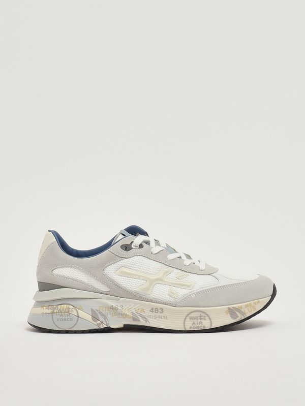 1. Moerun 8075 men's leather and mesh sneakers White Premiata moe08075
