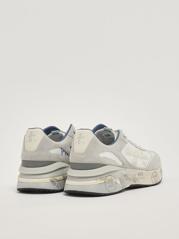 3. Moerun 8075 men's leather and mesh sneakers White Premiata moe08075