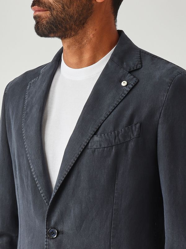 5. Blazer uomo Jack Dr. in misto cotone lavato e lino mano pesca Navy L.B.M. 1911 651662837