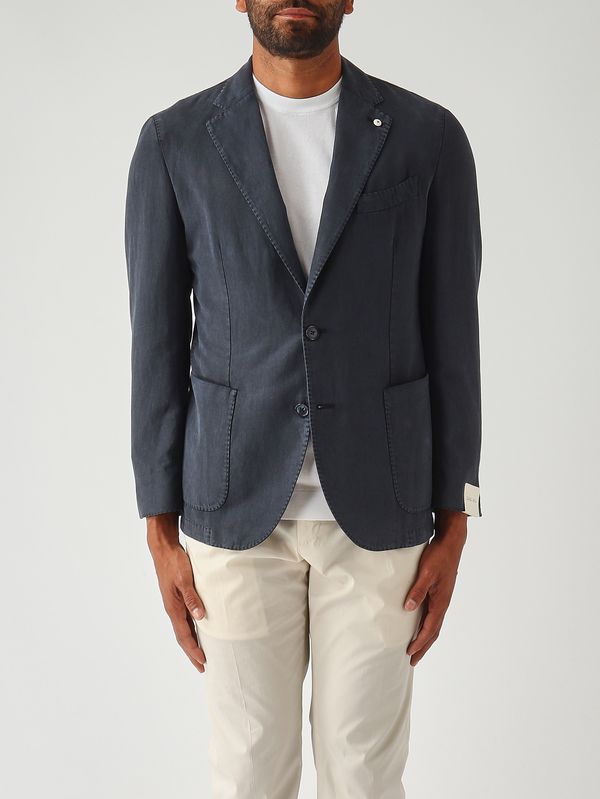 Herren-Blazer Jack Dr. aus gewaschenem Baumwoll-Leinen-Mix mit pfirsichweichem Griff Marineblau L.B.M. 1911