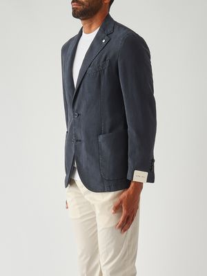 3. Blazer uomo Jack Dr. in misto cotone lavato e lino mano pesca Navy