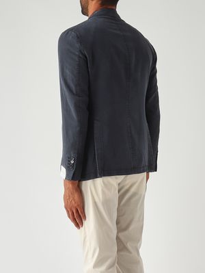 4. Blazer uomo Jack Dr. in misto cotone lavato e lino mano pesca Navy